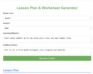 About Us lesson plan and worksheet generator
